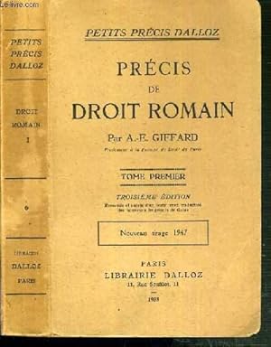 Imagen del vendedor de PRECIS DE DROIT ROMAIN - TOME PREMIER - 3me EDITION. a la venta por Le-Livre