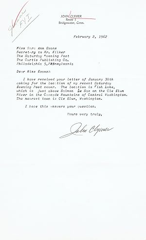 TYPED LETTER SIGNED TO THE SATURDAY EVENING POST