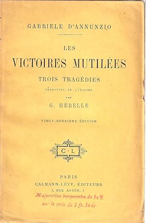 Seller image for Les Victoires Mutiles . Trois Tragdies for sale by ARTLINK