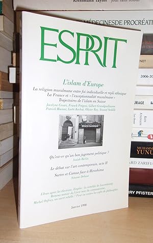 Bild des Verkufers fr ESPRIT N 1 : L'Islam d'Europe, La Religion Musulmane Entre Foi Individuelle et Repli Ethnique, La France et L'exeptionnalit Musulmane, Trajectoires De L'islam En Suisse zum Verkauf von Planet'book