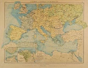 EUROPA. - Mittelmeer. - Karte. "Südeuropa und Mittelmeer. Verkehrskarte". Mit zwei Nebenkarten.