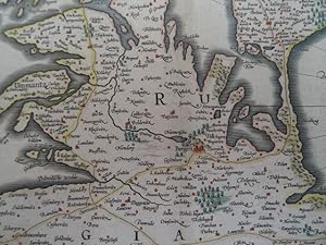 Rugia insula ac ducatus accuratissime descripta ab E. Lubino. Altkolor. Kupferstich aus Atlas Maj...