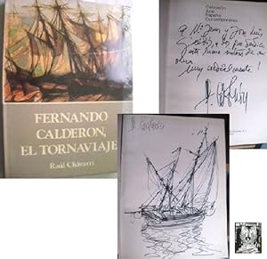 FERNANDO CALDERÓN, EL TORNAVIAJE. Dibujo original y dedicatoria.