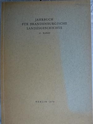 Immagine del venditore per Jahrbuch fr brandenburgische Landesgeschichte. 21. Band. venduto da Herr Klaus Dieter Boettcher