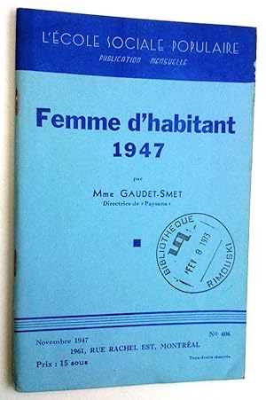 Bild des Verkufers fr Femme d'habitant 1947 zum Verkauf von Claudine Bouvier