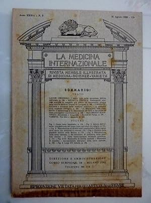 "LA MEDICINA INTERNAZIONALE Rivista Mensile illustrata di Medicina, Scienze, Varietà Anno XXXVI n...