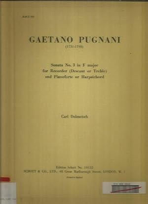 Gaetano Pugnani (1731 - 1798) - Sonata no. 3 in F major for Recorder (descant or Teble) and Piano...