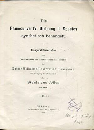 Die Raumkurve IV. Ordnung II. Species synthetisch behandelt.