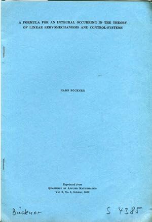 A FORMULA FOR AN INTEGRAL OCCURING IN THE THEORY OF LINEAR SEVOMECHANISMS AND CONTROL-SYSTEMS.