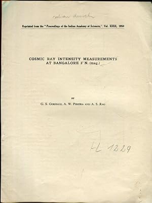 Bild des Verkufers fr COSMIC RAY INTENSITIY MEASUREMENTS AT BANGALORE 3 (mag.). zum Verkauf von Antiquariat am Flughafen