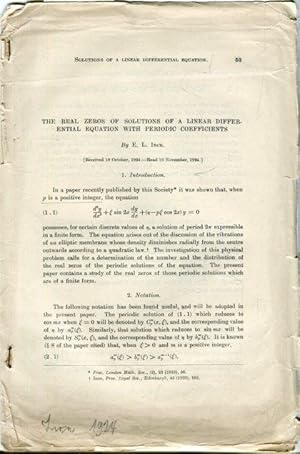 THE REAL ZEROS OF SOLUTIONS OF A LINEAR DIFFERENTIAL EQUATION WITH PERIODIC COEFFICIENTS.