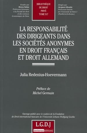 La responsabilité des dirigeants dans les sociétés anonymes en droit français et droit allemand