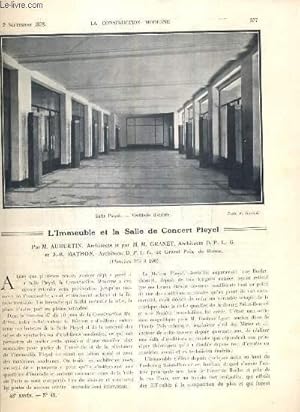 Imagen del vendedor de LA CONSTRUCTION MODERNE - 43e VOLUME (1927-1928) - FASCICULE N49 - IMMEUBLE ET SALLE DE CONCERT PLEYEL A PARIS, hall-foyer du RDC, plan RDC et 1er etage, facade sur le faubourg-st-honor, la grande galerie, detail de l'estrade et de la decoration a la venta por Le-Livre