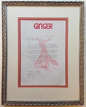 Immagine del venditore per Framed Typed Letter Signed on personal stationery venduto da Argosy Book Store, ABAA, ILAB