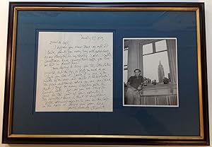 Framed Autographed Letter Signed mentioning his sculpture
