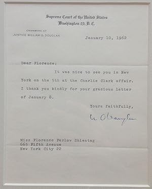 Framed Typed Letter Signed on Supreme Court letterhead