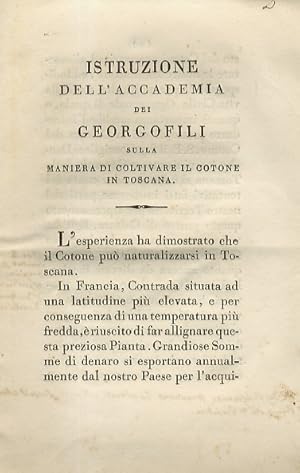 Istruzione dell'Accademia dei Georgofili sulla maniera di coltivare il cotone in Toscana.