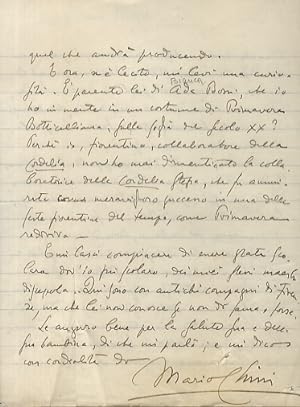 Bella lettera manoscritta autografa, firmata, indirizzata a Elda Bossi, stesa su 4 facciate, data...