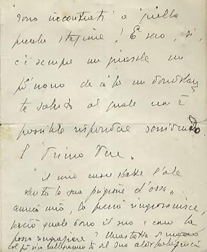 Lettera manoscritta autografa, firmata, indirizzata alla scrittrice Elda Bossi, stesa su due facc...