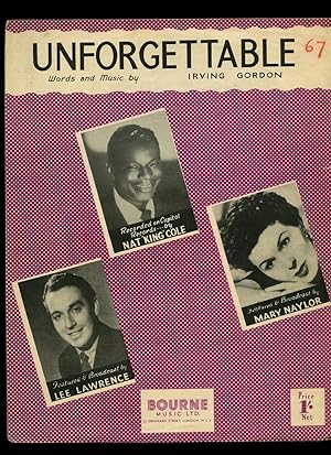 Seller image for Unforgettable [Vintage Piano Sheet Music] for sale by Little Stour Books PBFA Member