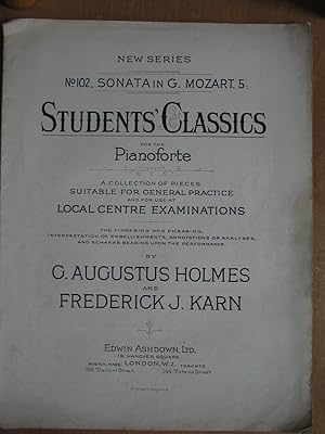 Bild des Verkufers fr No.102 Sonata in G, Mozart 5 - Students Classics for the Pianoforte zum Verkauf von EbenezerBooks