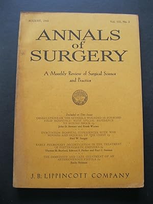 ANNALS OF SURGERY August, 1945 A Monthly Review of Surgical Science and Practice