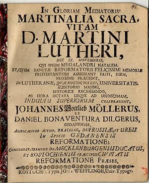 Martinalia Sacra, Vitam D. Martini Lutheri.