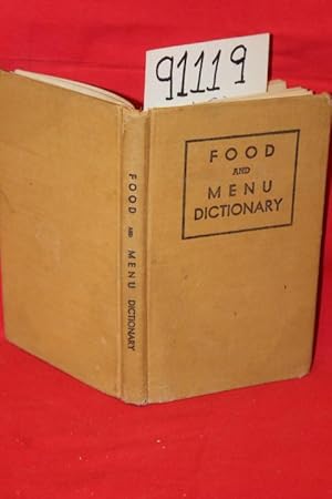 Seller image for Food and Menu dictionary for sale by Princeton Antiques Bookshop
