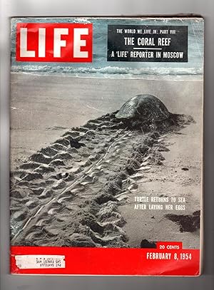 Life Magazine / February 8, 1954. The Great Barrier Reef, Green Sea Turtles, Red Coral, Denver, F...