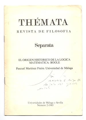 Imagen del vendedor de EL ORIGEN HISTORICO DE LA LOGICA MATEMATICA, BOOLE a la venta por Libreria 7 Soles