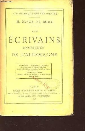 Bild des Verkufers fr LES ECRIVAINS MODERNES DE L'ALLEMAGNE / ACHIM D'ARNIM - IMMERMANN - LOUIS TIICCK - BETTINA D'ARNIM - CLEMENT BRENTANO - NOVALIS - HENRI HEINE - GOETHE - JEAN-PAUL RICHTER / JUSTIN KERNER - UHLAND - THEODORE KOERNER - RUCKERT - EDOUARD MOERIKE - W. MULLER. zum Verkauf von Le-Livre