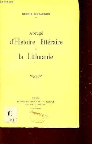 Bild des Verkufers fr ABREGE D'HISTOIRE LITTERAIRE DE LA LITHUANIE zum Verkauf von Le-Livre