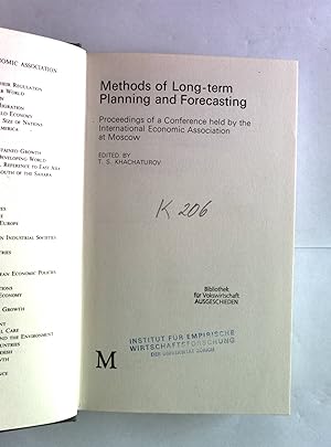 Bild des Verkufers fr Methods of Long-term Planning and Forecasting. Proceedings of a Conference held by the International Economic Association at Moscow. zum Verkauf von Antiquariat Bookfarm