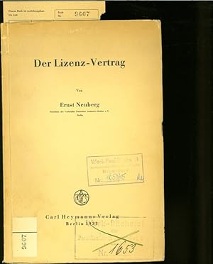 Imagen del vendedor de DER LIZENZ-VERTRAG. a la venta por Antiquariat Bookfarm