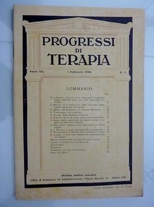 PROGRESSI DI TERAPIA Anno XV 1 Febbraio 1926