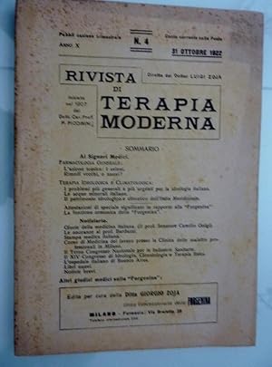 RIVISTA DI TERAPIA MEDICA MODERNA Anno X 31 Ottobre 1922 n.° 4