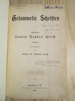 Seller image for Gesammelte Schriften von Rabinner Samson Raphael Hirsch for sale by Expatriate Bookshop of Denmark