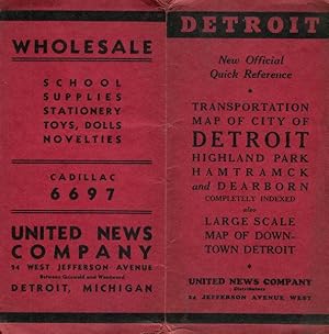 Transportation Map Of City Of Detroit, Highland Park; Hamtramck and Dearborn.