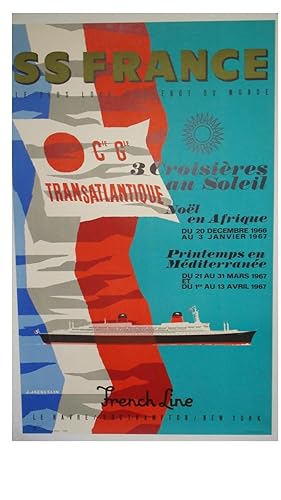 AFFICHE CGT French Line : SS FRANCE