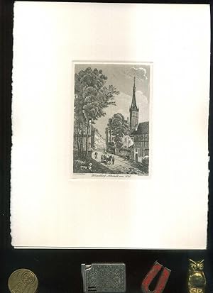 Bild des Verkufers fr Dsseldorf Altstadt um 1850 nach Rohbock / Oeder. Original Radierung nach P. Fandrich. Motivgre 9 x 13,cm // Blattgre 20 x 24 cm // Dickes , saugfhiges, Btten verwendet. Die Darstellung in einem krftigen Abdruck. zum Verkauf von Umbras Kuriosittenkabinett