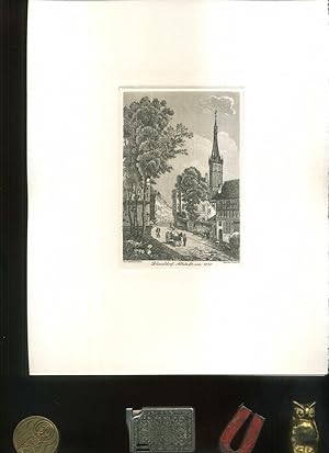 Düsseldorf um 1850 nachRombock / Oeder. Original Radierung P. Fandrich. Motivgröße 9 x 13,cm // B...
