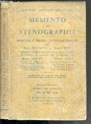 Image du vendeur pour MEMENTO DE STENOGRAPHIE - PRINCIPES ET REGLES - EXERCICES GRASUES - SYSTEME PREVOST-DELAUNAY - 36me EDITION mis en vente par Le-Livre