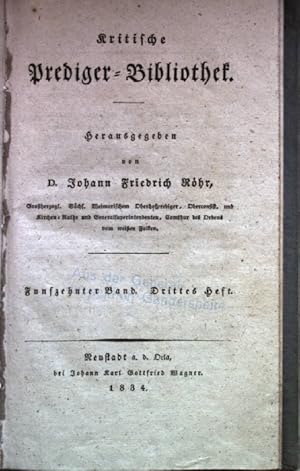 Imagen del vendedor de Kritische Prediger-Bibliothek: 15. BAND: 3. HEFT. a la venta por books4less (Versandantiquariat Petra Gros GmbH & Co. KG)