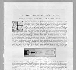 Seller image for The Total Solar Eclipses Of 1889: Contributions From The Lick Observatory for sale by Legacy Books II