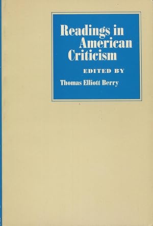 Bild des Verkufers fr Readings In American Criticism zum Verkauf von Kenneth A. Himber