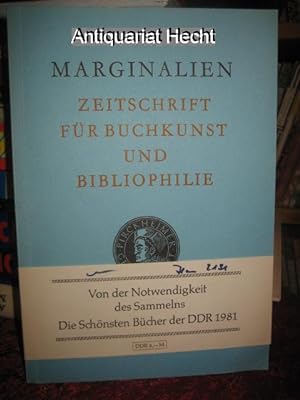 Marginalien 86/1982. Zeitschrift für Buchkunst und Bibliophilie (bis 1968: Blätter der Pirckheime...