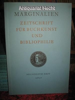 Marginalien 90/1983. Zeitschrift für Buchkunst und Bibliophilie (bis 1968: Blätter der Pirckheime...