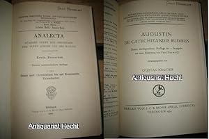 Bild des Verkufers fr De Catechizandis Rudibus. 3. durchgesehene Aufl. der 2. Ausgabe mit einer Einleitung von Paul Drews, J.C.B. Mohr, 1934 (= Sammlung ausgewhlter Kirchen- und Dogmengeschichtlicher Quellenschriften, als Grundlage fr Seminarbungen herausgegeben von unter Leitung von Gustav Krger, 1. Reihe, 4. Heft). / Beigebunden: Analecta. Krzere Texte zur Geschichte der Alten Kirche und des Kanons. Zusammengestellt von Erwin Preuschen. I. Teil: Staat und Christentum bis auf Konstantin/ Kalendarien (= Sammlung ausgewhlter kirchen- und dogmengeschichtlicher Quellenschriften, erste Reihe, Heft 8, erster Teil) 1909 zum Verkauf von Altstadt-Antiquariat Nowicki-Hecht UG