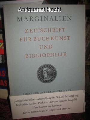 Marginalien 47/1972. Zeitschrift für Buchkunst und Bibliophilie (bis 1968: Blätter der Pirckheime...
