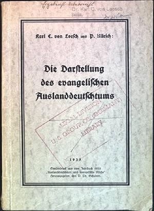 Bild des Verkufers fr Die Darstellung des evangelischen Auslanddeutschtums Sonderdruck aus: Auslanddeutschtum und evang. Kirche; Jahrbuch 1935 zum Verkauf von books4less (Versandantiquariat Petra Gros GmbH & Co. KG)